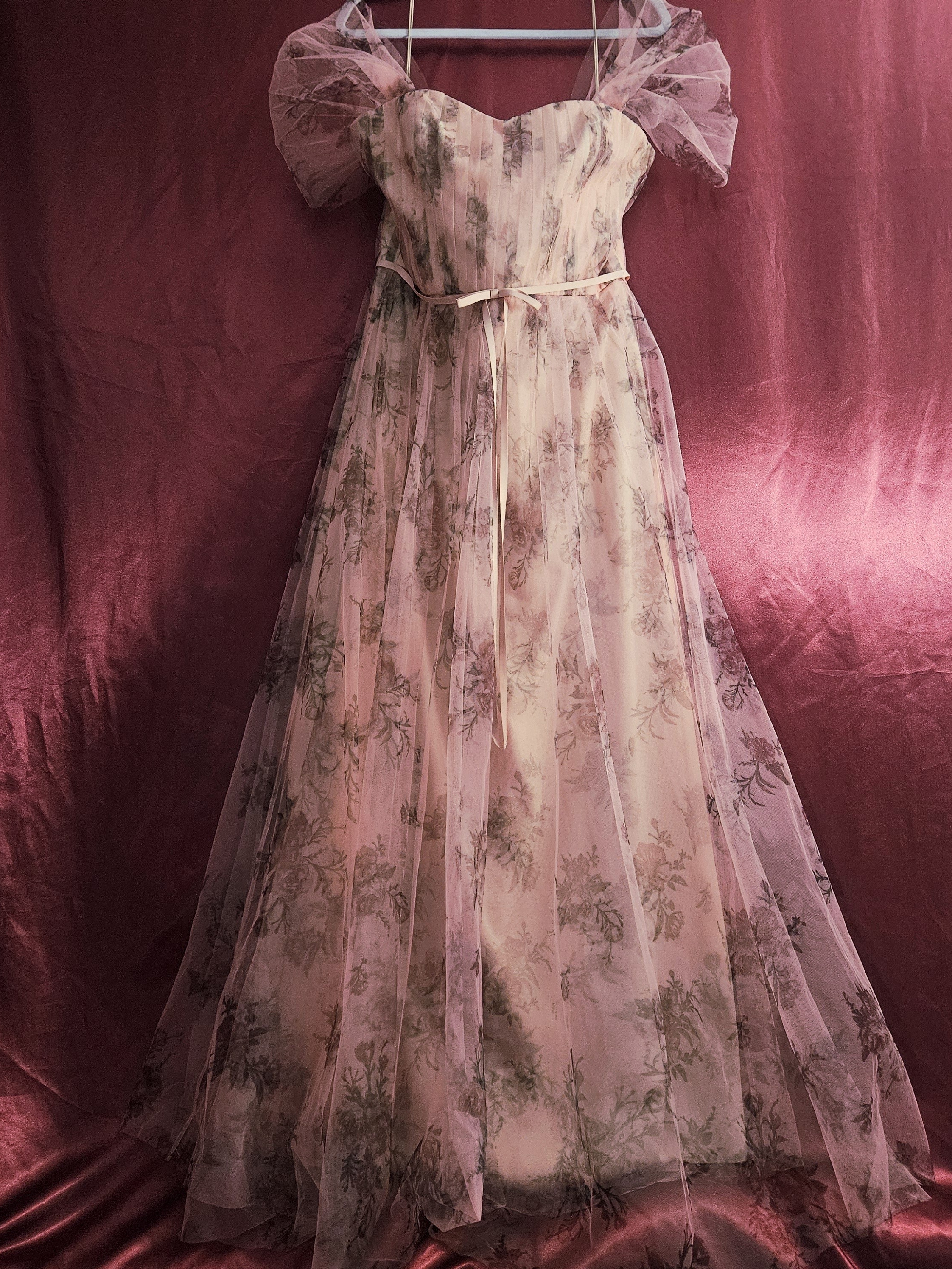 Pink Bridesmaid Floral Print Maxi Dress Size 14